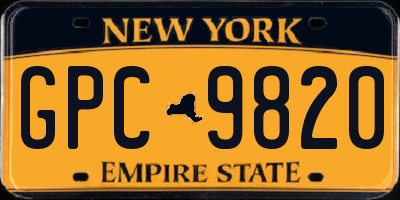 NY license plate GPC9820