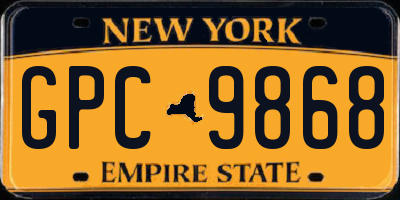 NY license plate GPC9868