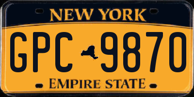 NY license plate GPC9870