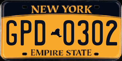NY license plate GPD0302