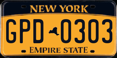 NY license plate GPD0303