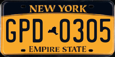 NY license plate GPD0305