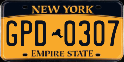 NY license plate GPD0307