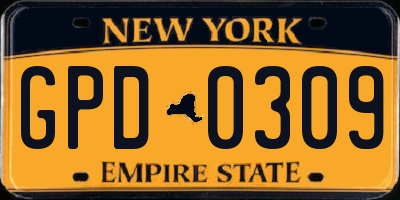 NY license plate GPD0309