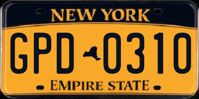 NY license plate GPD0310
