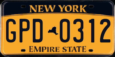 NY license plate GPD0312