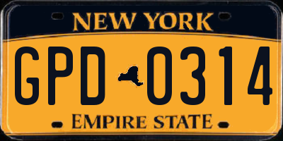 NY license plate GPD0314