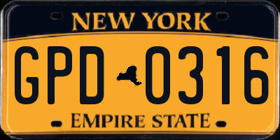 NY license plate GPD0316