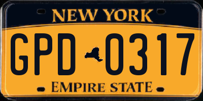 NY license plate GPD0317