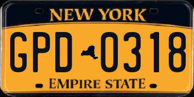 NY license plate GPD0318