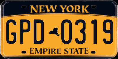 NY license plate GPD0319