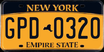 NY license plate GPD0320