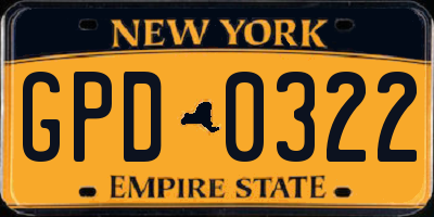 NY license plate GPD0322