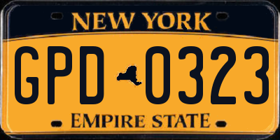 NY license plate GPD0323