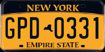 NY license plate GPD0331