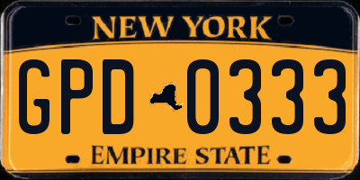 NY license plate GPD0333