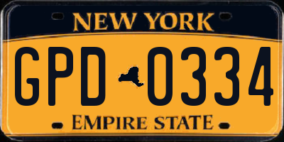NY license plate GPD0334