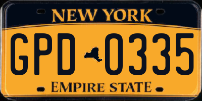 NY license plate GPD0335