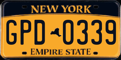NY license plate GPD0339