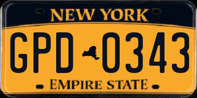 NY license plate GPD0343