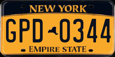 NY license plate GPD0344