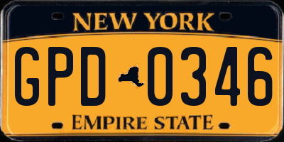 NY license plate GPD0346