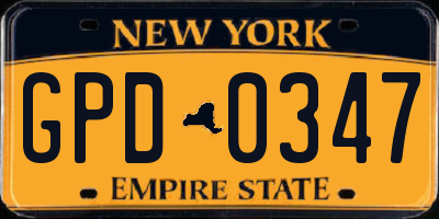 NY license plate GPD0347