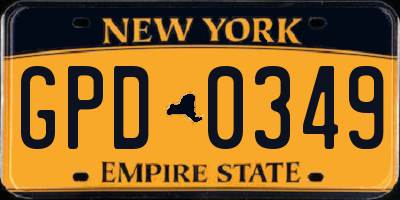 NY license plate GPD0349