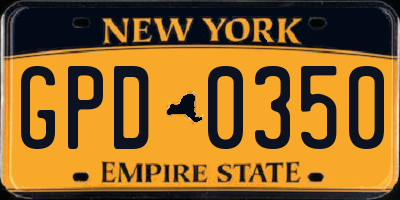NY license plate GPD0350