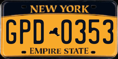 NY license plate GPD0353