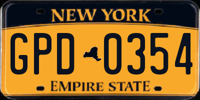 NY license plate GPD0354