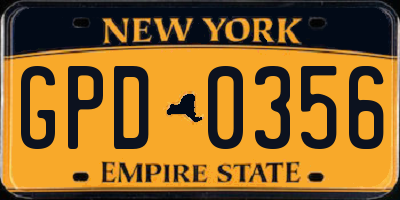 NY license plate GPD0356