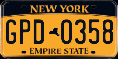 NY license plate GPD0358