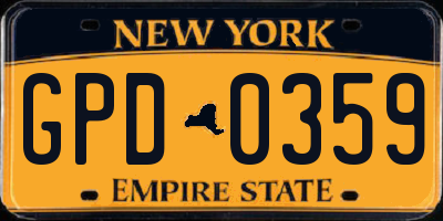 NY license plate GPD0359