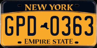 NY license plate GPD0363