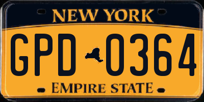 NY license plate GPD0364