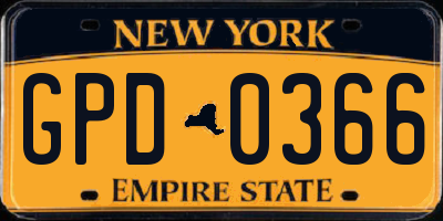 NY license plate GPD0366