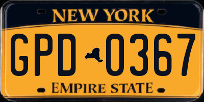 NY license plate GPD0367