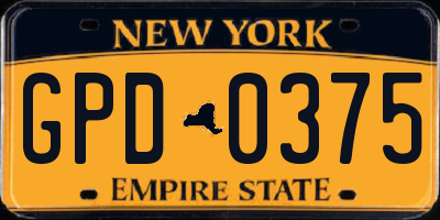 NY license plate GPD0375