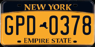 NY license plate GPD0378