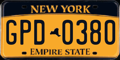 NY license plate GPD0380
