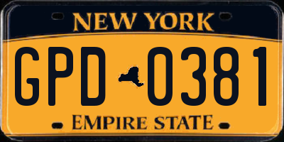 NY license plate GPD0381