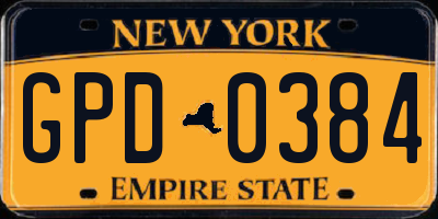 NY license plate GPD0384