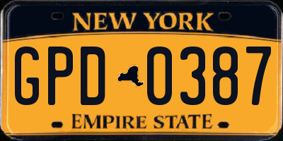 NY license plate GPD0387