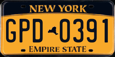 NY license plate GPD0391