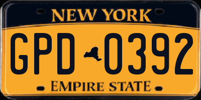NY license plate GPD0392