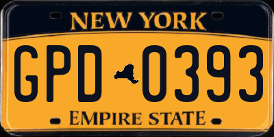 NY license plate GPD0393