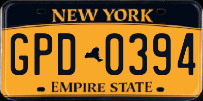 NY license plate GPD0394