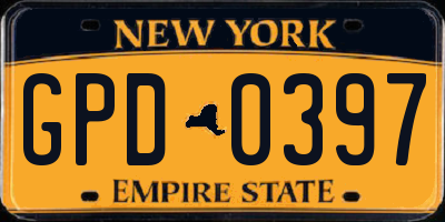 NY license plate GPD0397