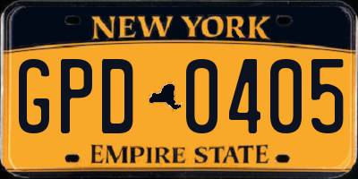 NY license plate GPD0405